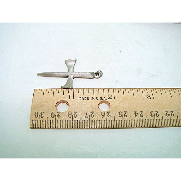 Pewter Sword Pendant Rustic Viking Cross Drophog Stamped Punk Gothic 1.75 X 1 in - Picture 9 of 10